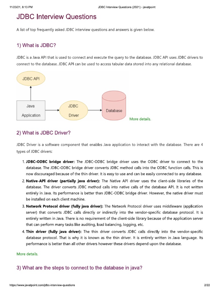 JDBC Interview Question 1 | PDF