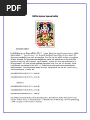 Sri Satyanarayana Vratam Telugu Pdf