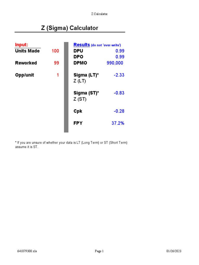 Z(Sigma)Calculator | PDF