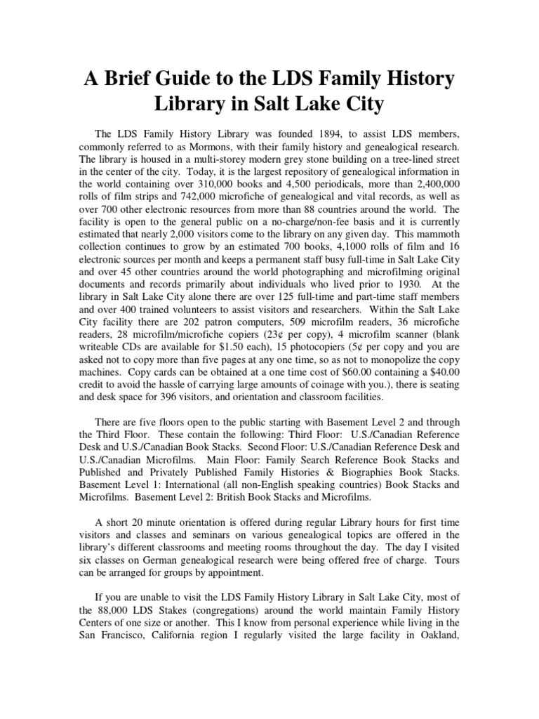 Family History Library Free
