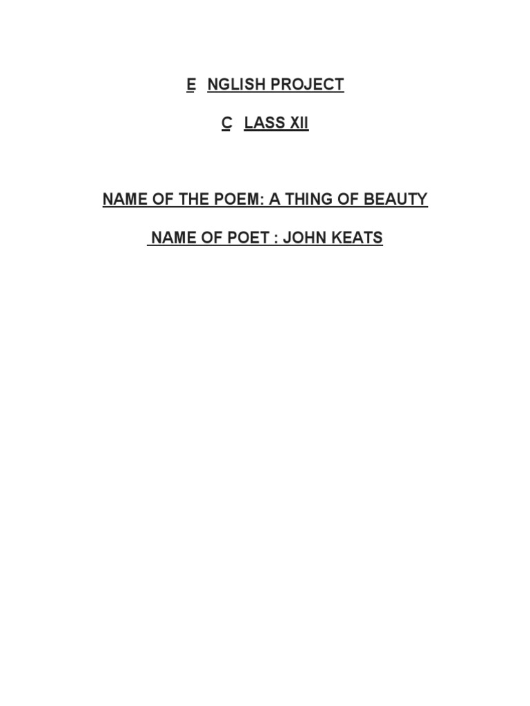 Eng Project Asl 2022 | PDF | John Keats