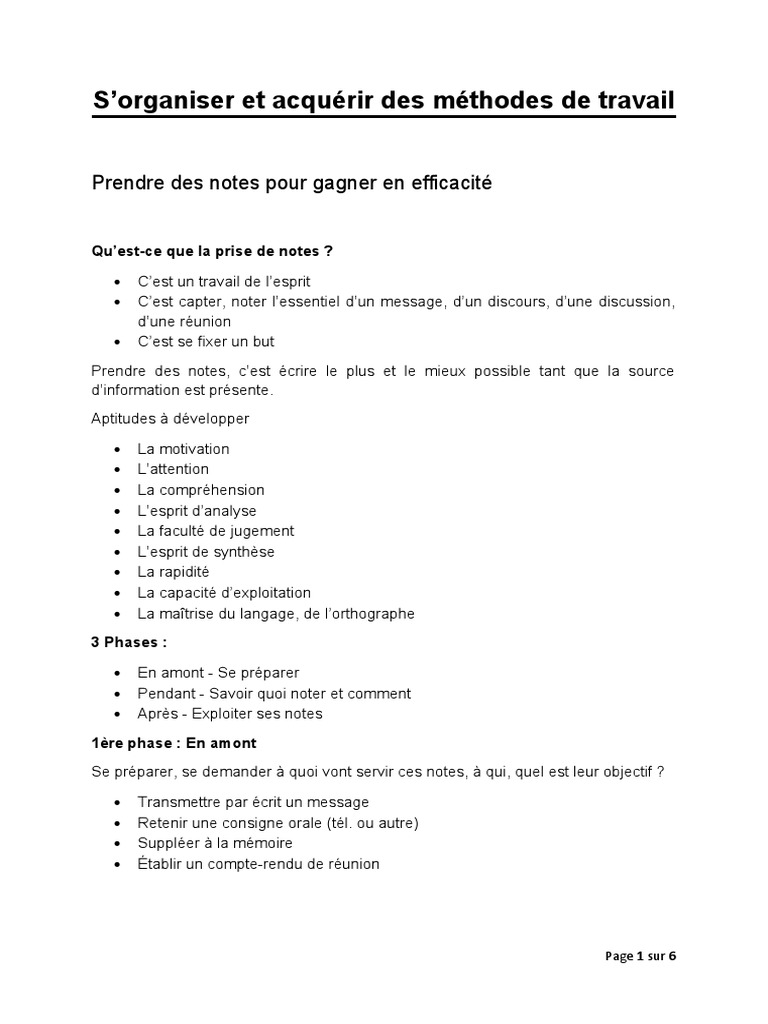 Méthodes Efficaces de Prise de Notes | PDF | Mémoire | Informations