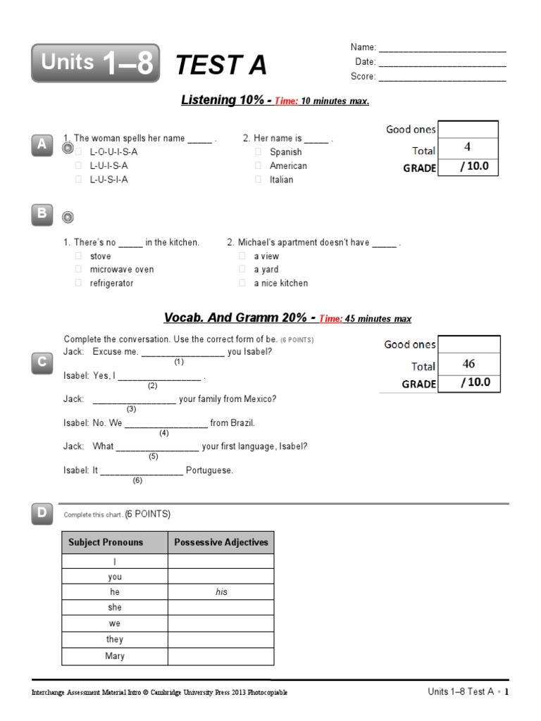 Test A Level 1 Pdf Cognitive Science Linguistic Typology