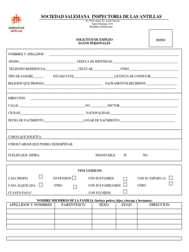 Formulario de Solicitud de Empleo RD | PDF | República Dominicana