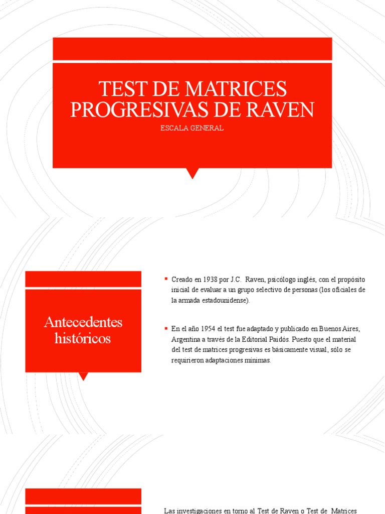 Test de Matrices Progresivas de Raven | PDF | Pensamiento | Matriz ...