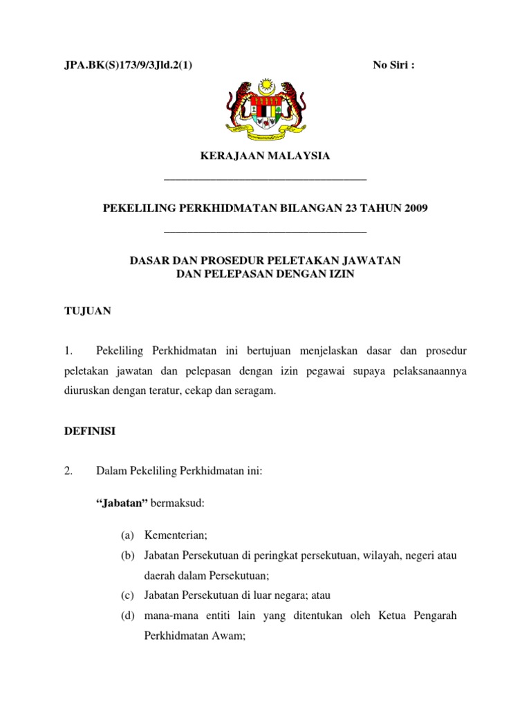 surat perletakan jawatan kerajaan