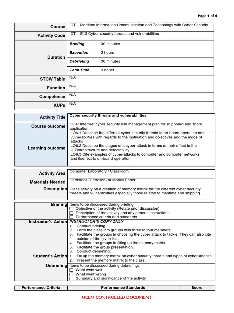 E13 Cyber Security Threats and Vulnerabilities | PDF | Computer ...