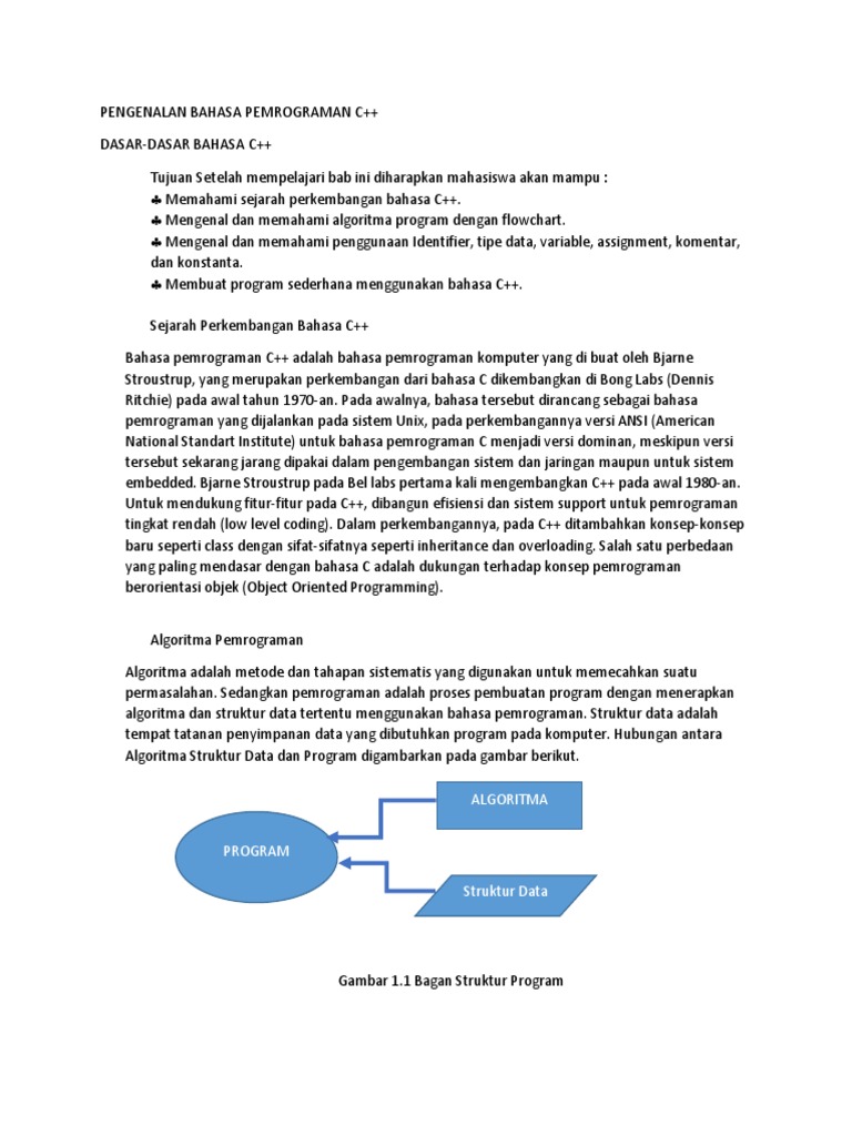 Pengenalan dan Sejarah Bahasa C++ | PDF | Komputer