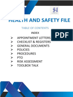 Health & Safety File Contents