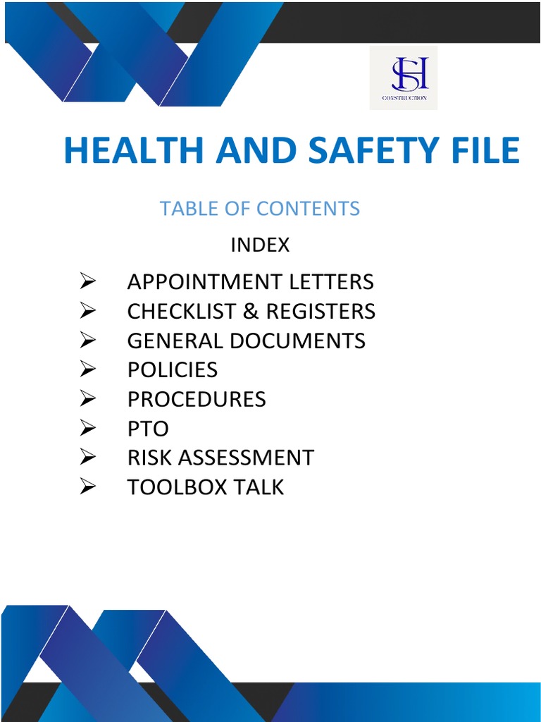 Health safety file contents pdf