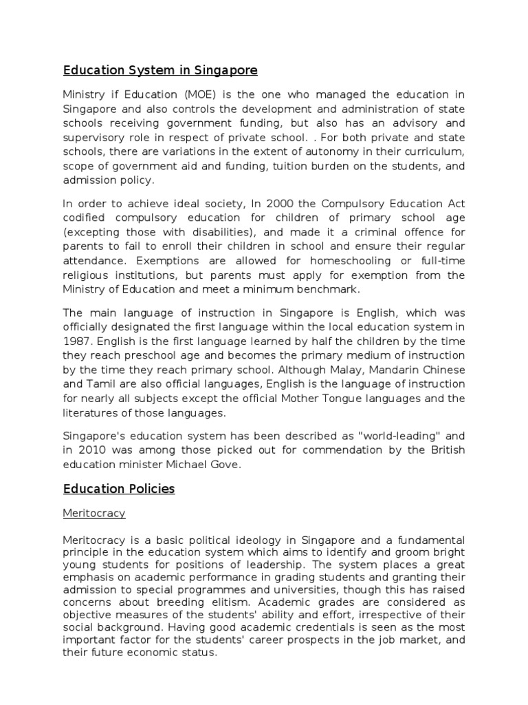 HOW HAS SINGAPORE S EDUCATION SYSTEM CHANGED intelligence overview