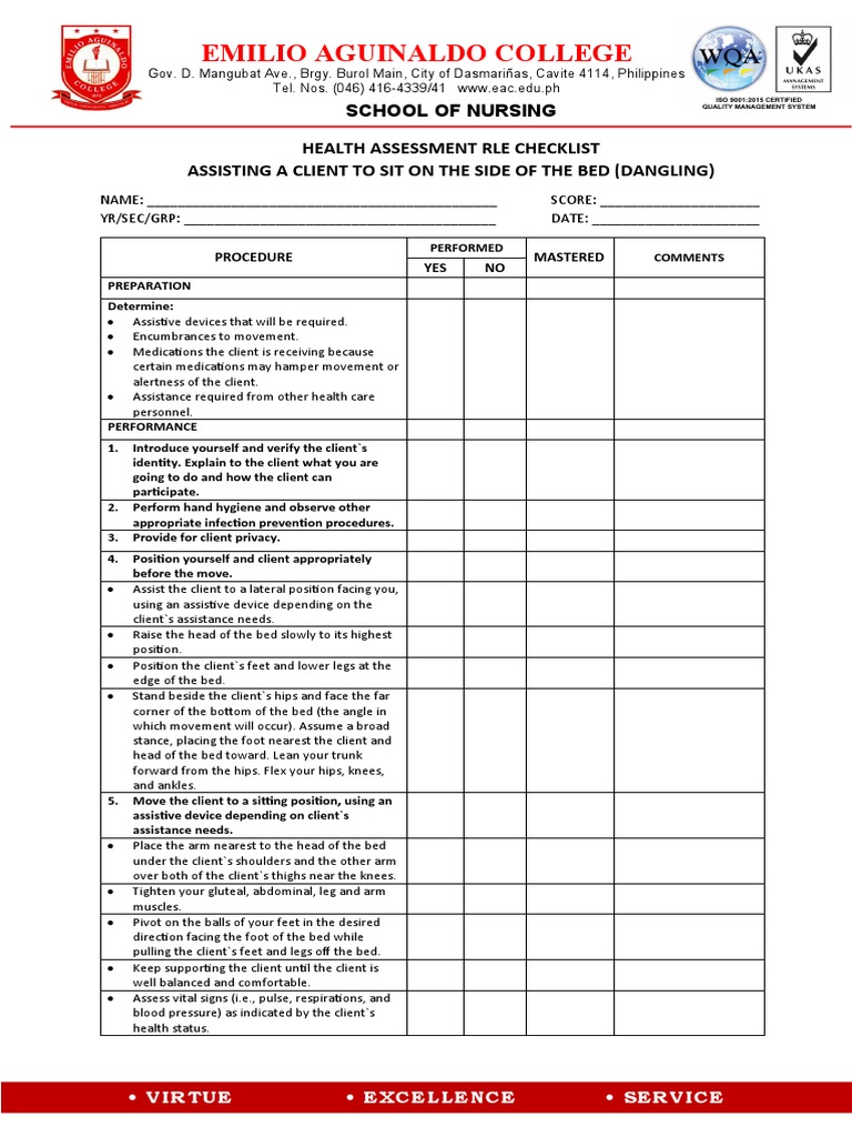 Assisting Clients in Dangling Position | PDF | Health Sciences ...