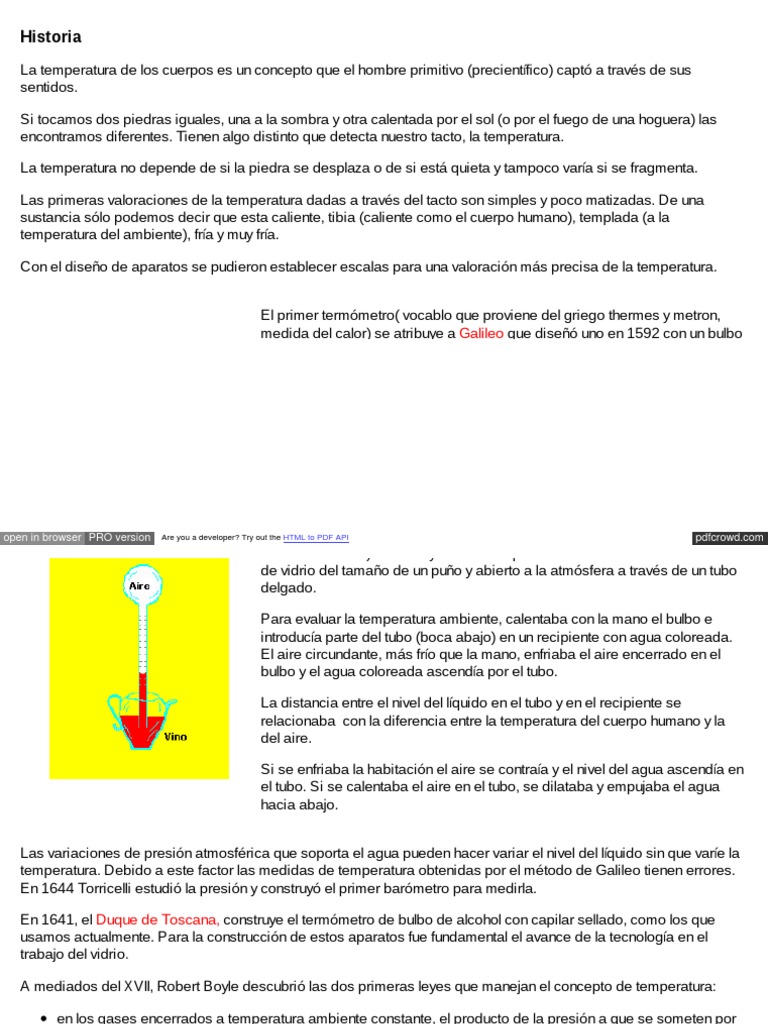 Historia de La Termodinamica PDF Celsius Fahrenheit