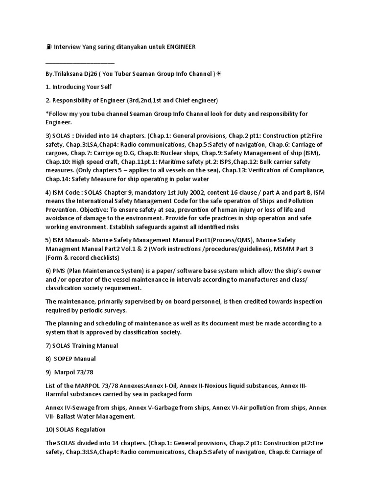 Engineer Interview Questions Guide | PDF | Ships | Transport