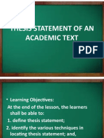 Thesis Statement of An Academic Text