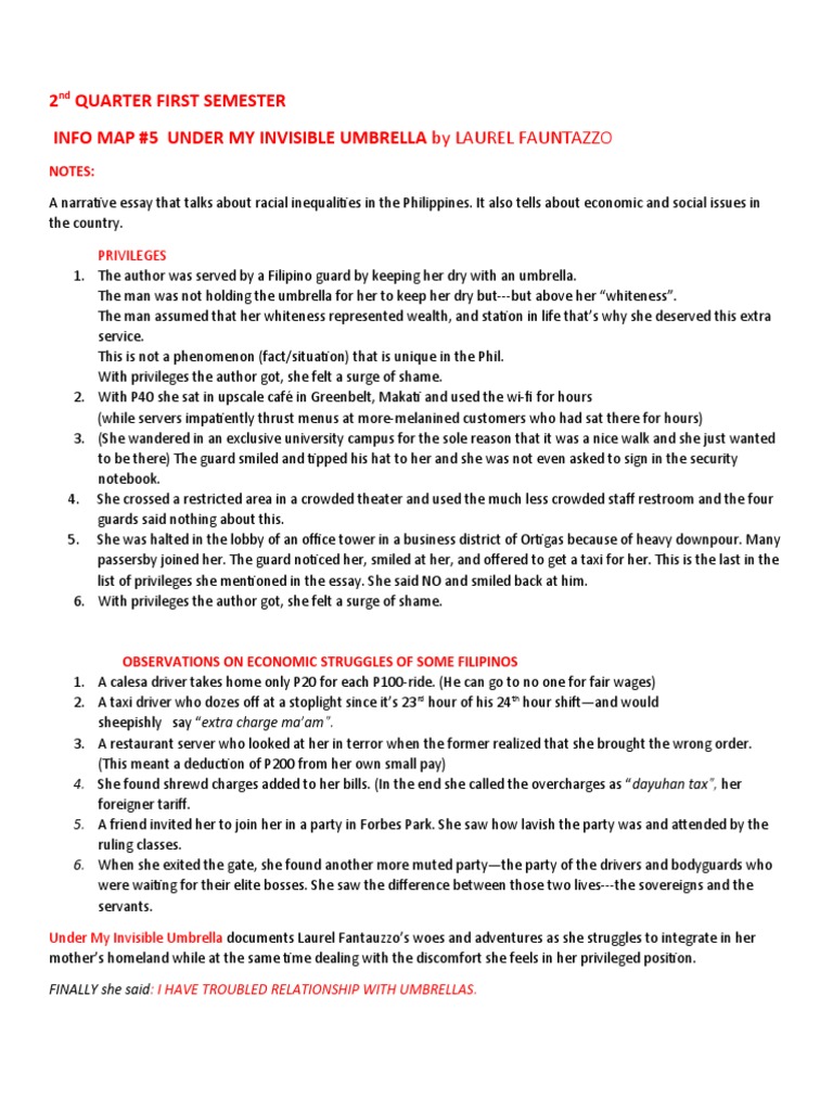 2nd QTR 1ST SEM INFO MAP 5 UNDER MY INVISIBLE UMBRELLA PDF Economies