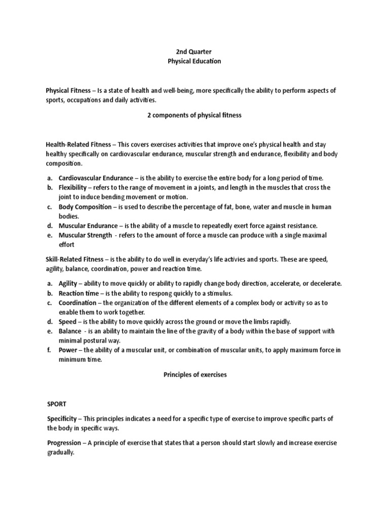 2nd Quarter PHYSICAL EDUCATION | PDF | Physical Fitness | Skeletal Muscle