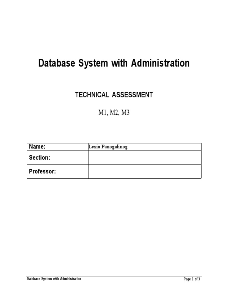 Database system with administration technical assessment download