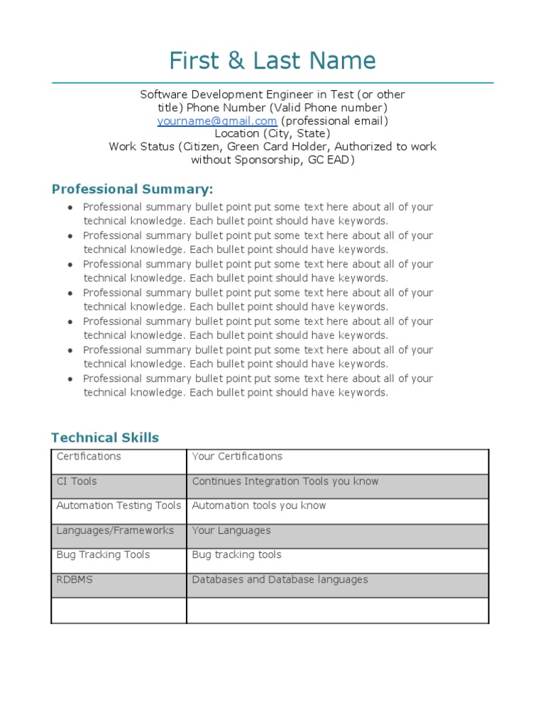 U S Traditional Resume Template Docx 4 PDF Information Age