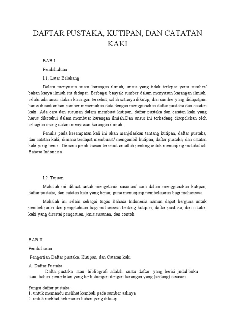 Daftar Pustaka Kutipan Dan Kalimat Efektif