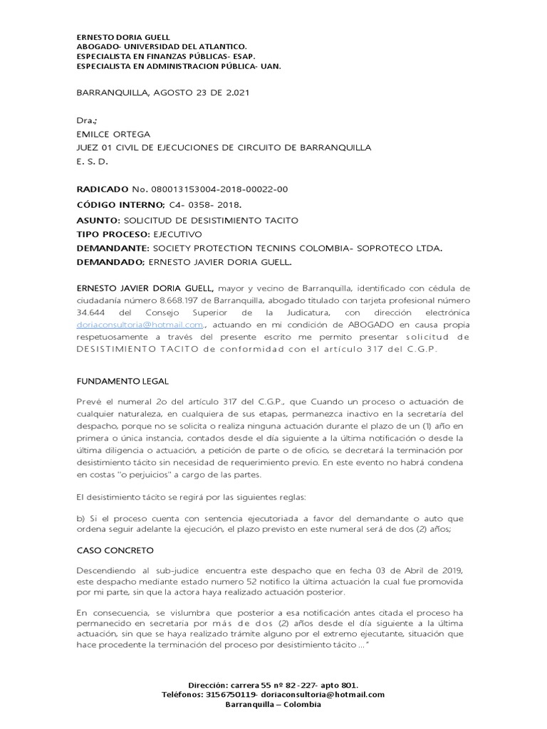 Desistimiento Tacito Soproteco 0358 | PDF | Justicia | Crimen y violencia