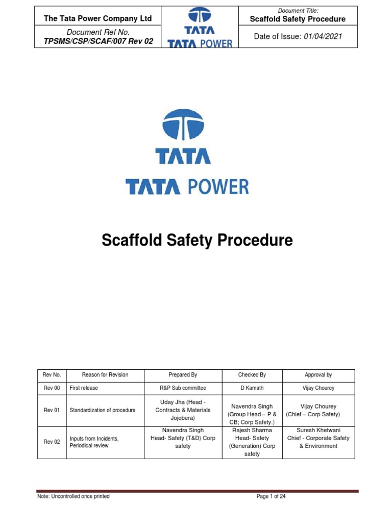 07 - Tata Power Scaffold Safety Procedure | PDF | Scaffolding | Risk
