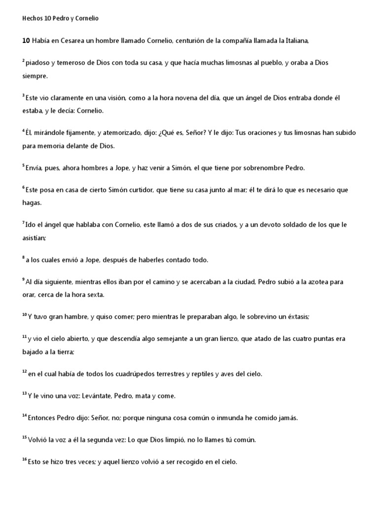Hechos 10 Pedro y Cornelio PDF Creencia religiosa y doctrina
