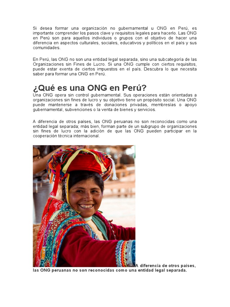 Cómo formar una ONG en Perú: Guía paso a paso | PDF | Organización no ...