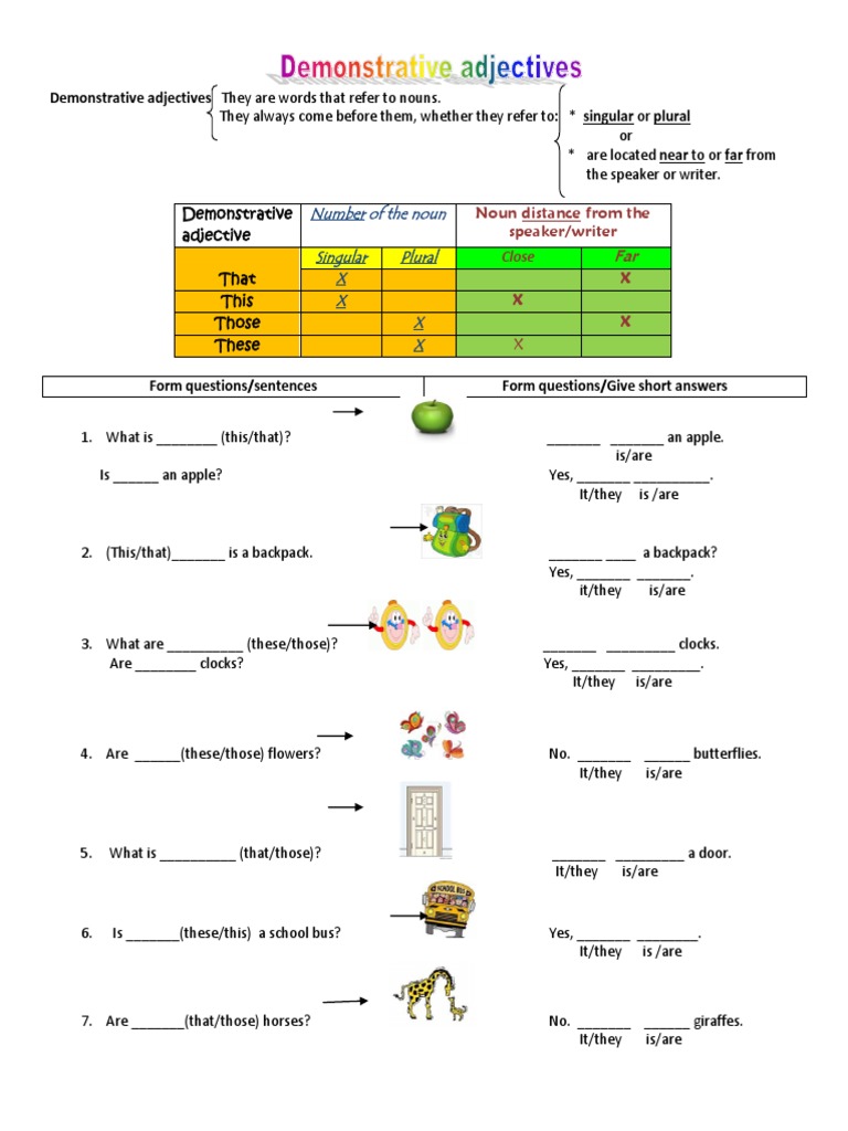 Demonstrative Adjectives | PDF | Plural | Grammatical Number
