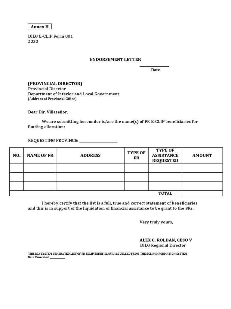 Form 001 - ECLIP Form | PDF
