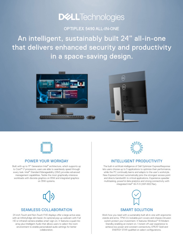 Optiplex 5490 All in One Spec Sheet | PDF | Intel | Computer Hardware