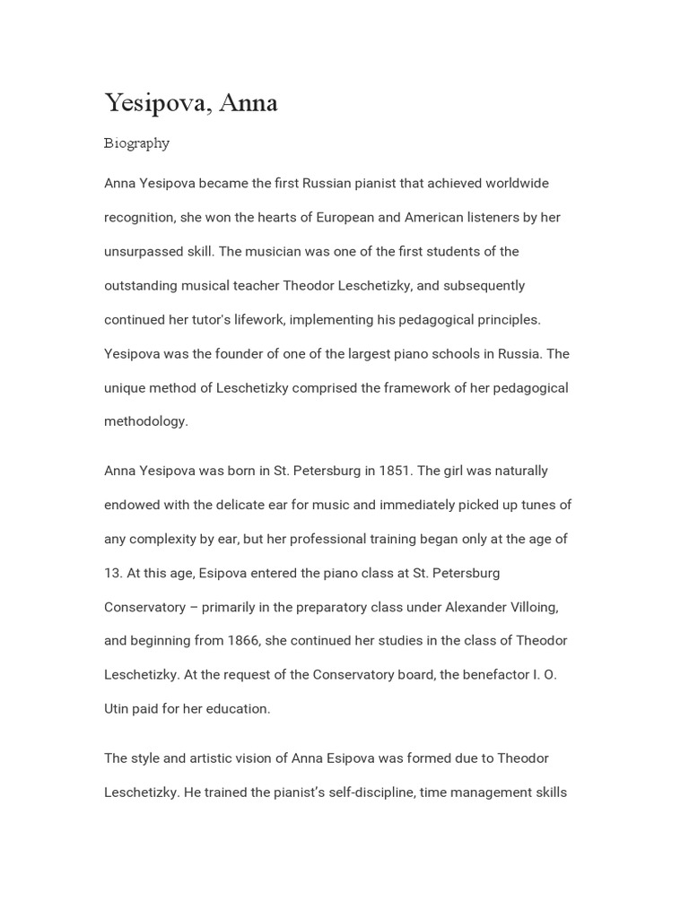 Anna Yesipova PDF Frédéric Chopin Classical Music