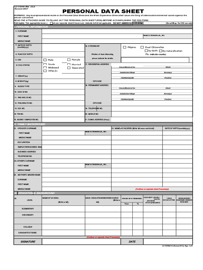 Csc pds blank pdf