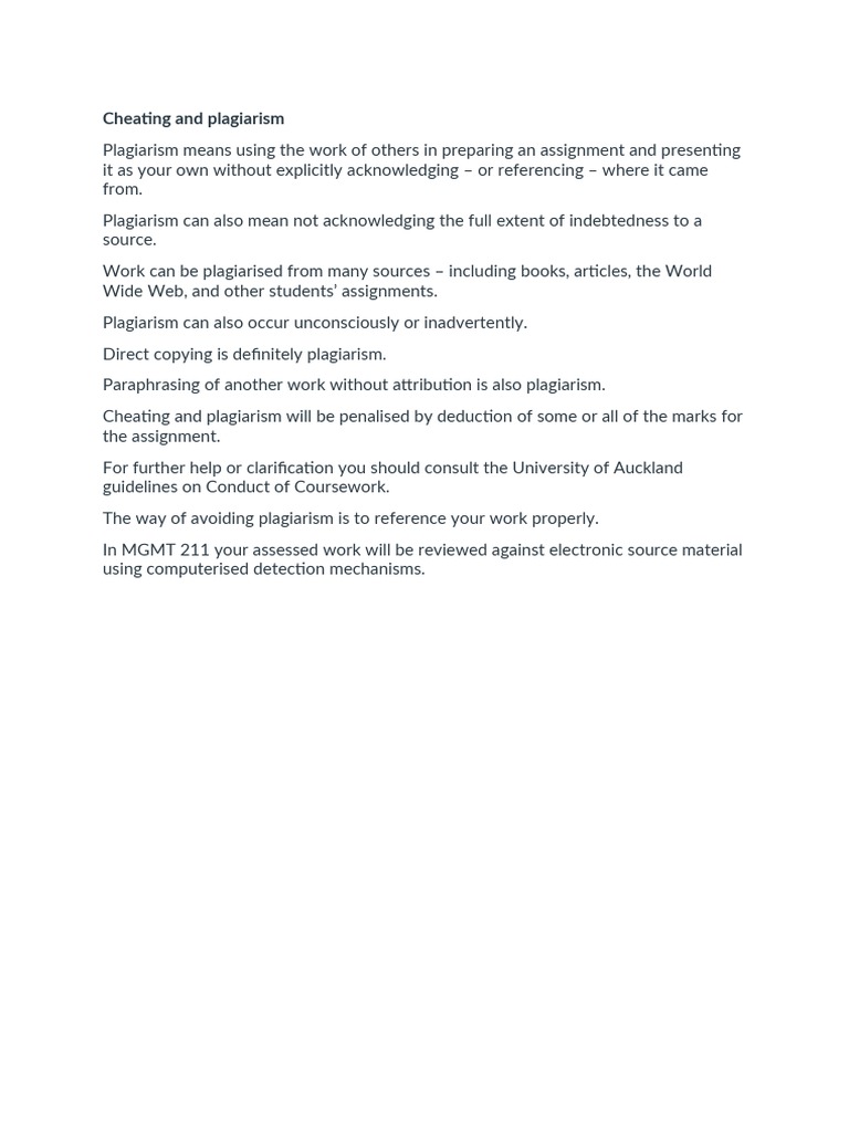 Cheating and Plagiarism | PDF