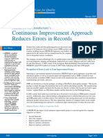 Continuous Improvement Approach Reduces Errors in Records: Medical Device Manufacturer's