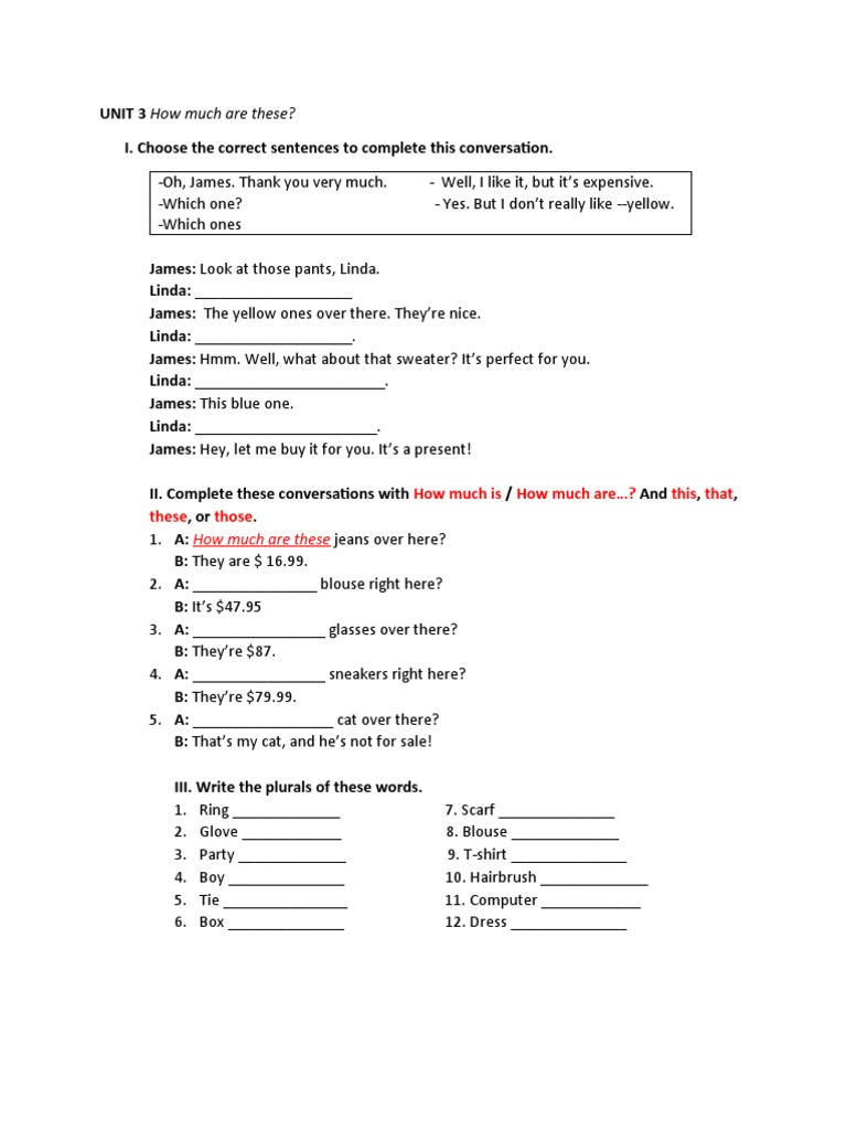 Unit 3 - Workbook | Download Free PDF | Softlines (Retail) | Clothing