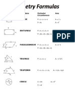 Geometry shapes formulas chart