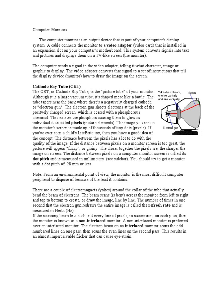 Type of computer monitors pdf display resolution computer monitor
