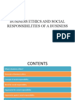 Business Ethics and Social Responsibilities of A Business