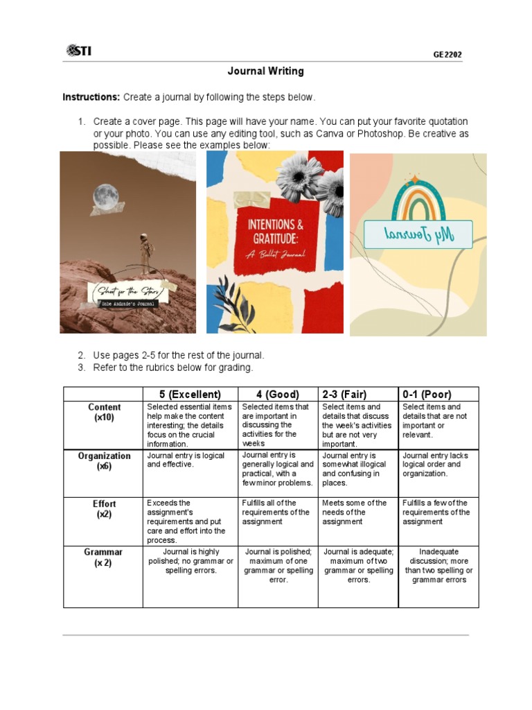 Journal Writing Guide GE2202 | PDF | Cognition