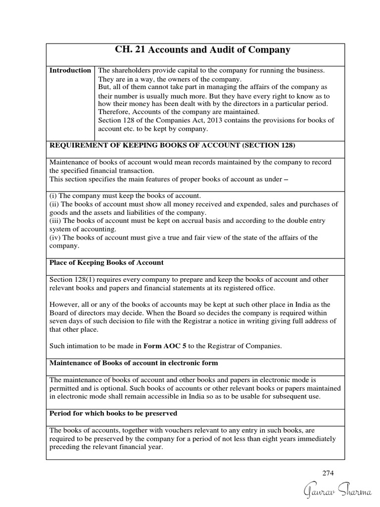Accounts and Audit of Company | PDF | Auditor's Report | Corporate ...