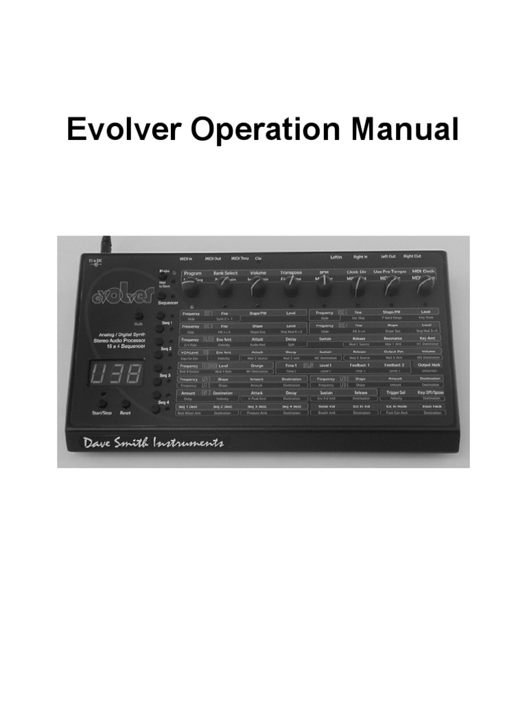 Evolver Operation Manual: Dave Smith Instruments | PDF | Teaching ...