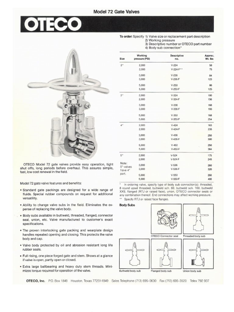 Oteco Gate Valve Manual Oteco Gate Valve Manual