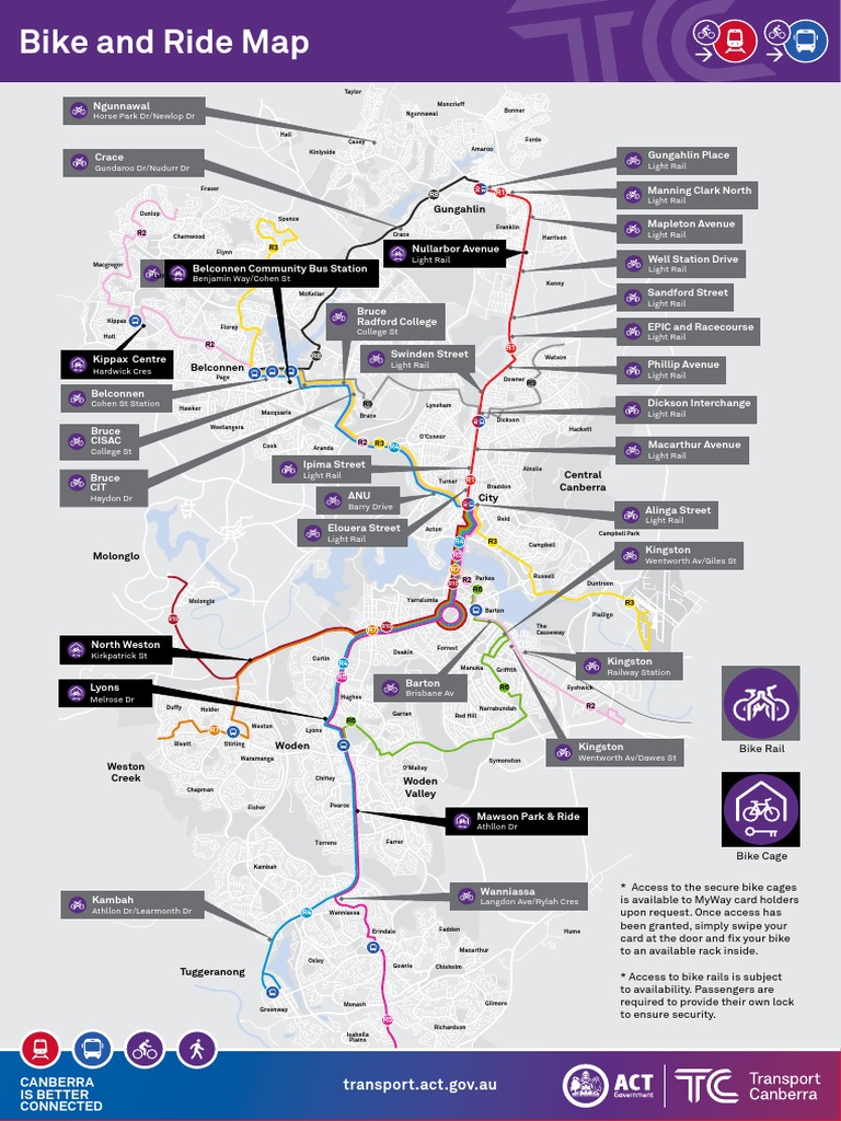 Canberra Bike and Ride Map Guide | PDF | Electric Public Transport ...
