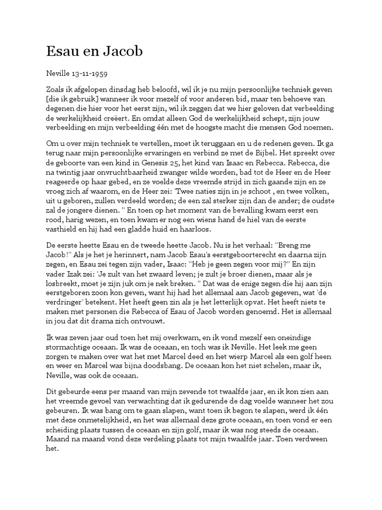 Esau en Jacob - Neville Goddard | PDF