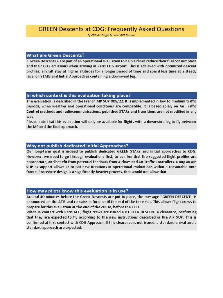 Green Descents Guide for Pilots | PDF | Air Traffic Control | Evaluation
