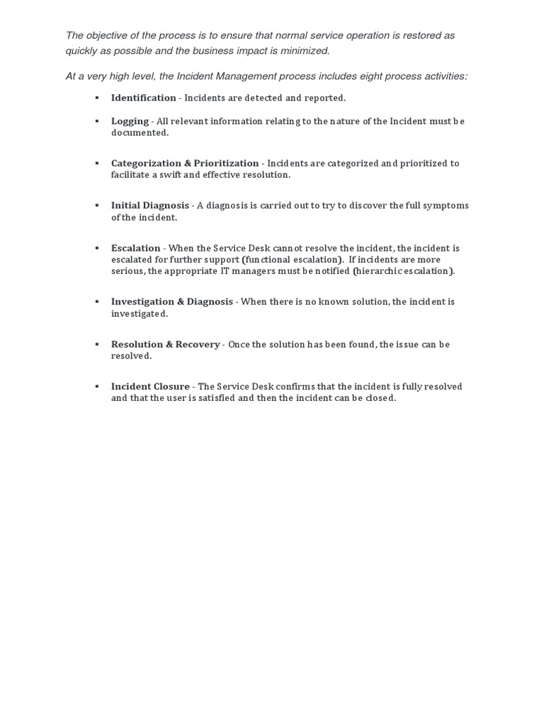 Incident Management Process Overview | PDF
