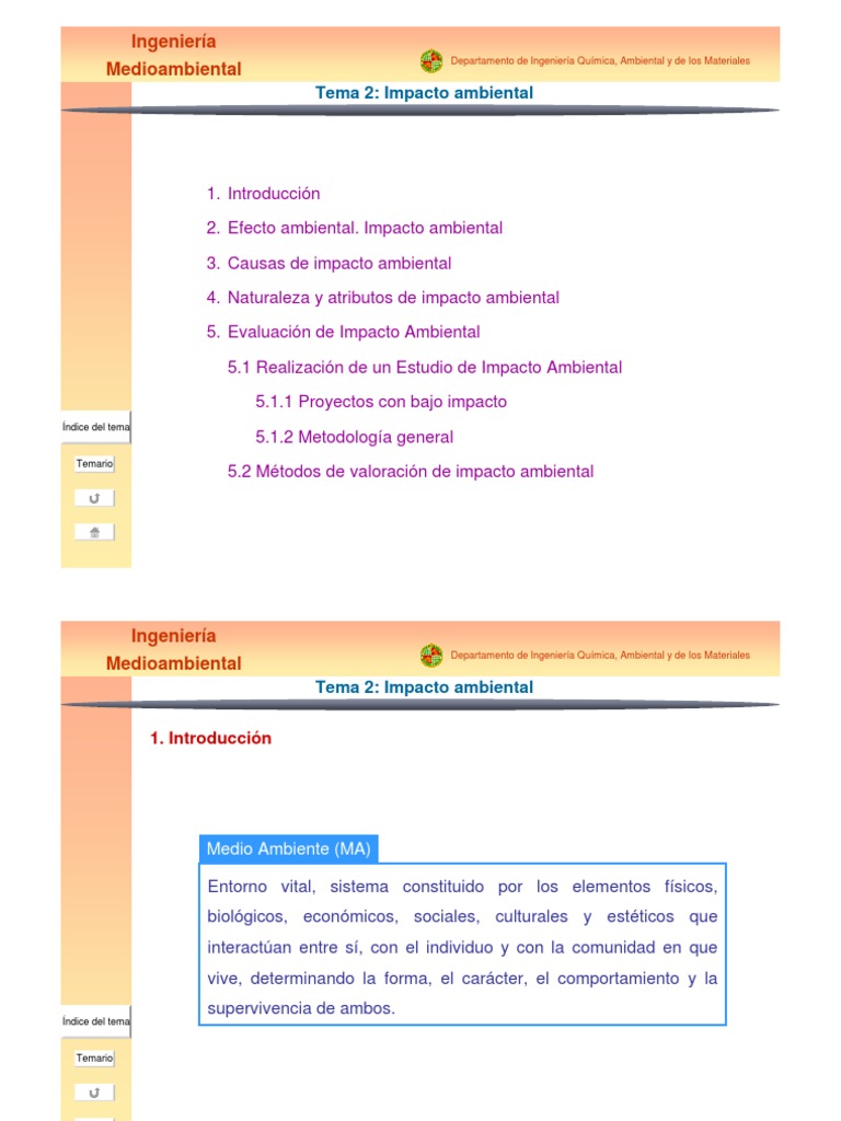 Impacto Ambiental en Ingeniería Medioambiental | PDF | Entorno natural ...