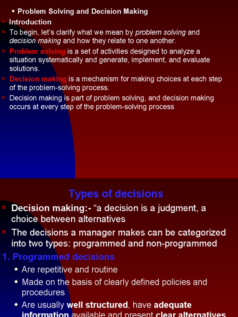Problem solving decision making essentials pdf leadership