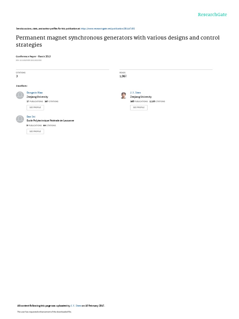 Permanent Magnet Synchronous Generators With Various Designs And